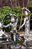 Luang Prabang - Laos. Wat Phan Luang, the temple on the opposite shore of the Nam Khan. Statues of Phra Mae Thorani, the Earth Goddess. 